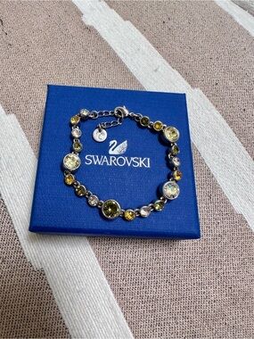 Swarovski Green and Yellow Crystal Station Bracelet